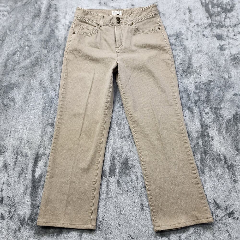 Vintage Christopher &‎ Banks Jeans Womens 8 SHORT Tan High Rise Straight Causal